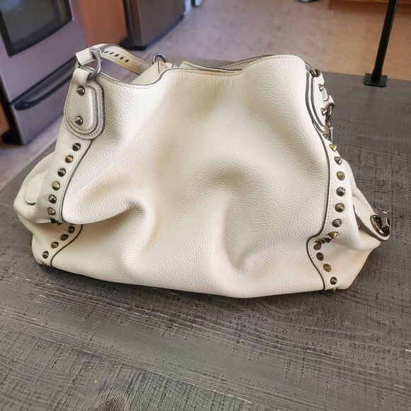 Gorgeous COACH Edie 31 Leather Shoulder Bag RIVETS Cream CHALK - Picture 2 of 11